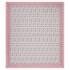 Jaipuri Bedsheet For Double Bed With 2 Pillow Covers - 90 X 108 Inches, Pink & White | Pure Cotton Bedsheet King Size Bed | Soft & Breathable Fabric