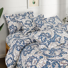 Cotton Elastic Fitted Printed Queen Size Double Bed Bedsheet With 2 Pillow Cover | 60 X 78 Inches, Blue - Soft Touch, Wrinkle Resistant, Skin Friendly