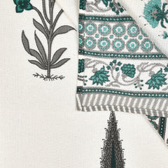 Easygoods Waffle Bath Towel Beautiful Pure Cotton Hand Block Printed Soft Water Absorbent Floral Printed Towels 250 Gsm (Garden Green)