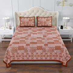 Printed Cotton Double Bedsheet For King Size With 2 Pillow Covers (95 X 108 Inches) Brown | 280 Thread Count - Pure Cotton Natural Fabric & Skin-Safe | Extra Soft & Wrinkle Free