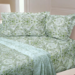 100% Cotton 1 Double Bedsheet With 2 Pillow Covers - 90 X 90 Inches, Fern Green | Soft & Breathable Cotton Bedsheet - Long Lasting & Soft 144 Thread Count Bedsheet
