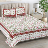 1 Queen Size Bedsheet For Double Bed With 2 Pillow Covers (90 X 108 Inches) Multicolor | Premium Cotton Material - Ideal For House, Hotel, Guest House