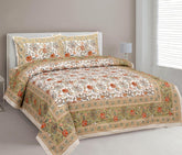1 Queen Size Bedsheet For Double Bed With 2 Pillow Covers (90 X 108 Inches) Multicolor | Beautiful Printed Designs - Breathable 100% Cotton Bedsheet Comfortable