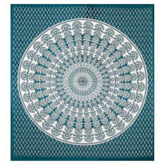 Rajasthani Jaipuri Bedsheets For Double Bed King Size With 2 Pillow Cover - 90 X 100 Inches, White & Green | Skin Friendly Fabric With Vibrant Colors