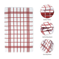 Encasa Xo Kitchen Towels Dish Cloths Sets 430 Gsm | Highly Absorbent Cotton Terry Towels Multipurpose For Washing Dishes & Cleaning Towel | Pack Of 4 (Red Terry)