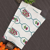 Easygoods Waffle Bath Towel Beautiful Pure Cotton Hand Block Printed Soft Water Absorbent Floral Printed Towels 250 Gsm (Sea Green)