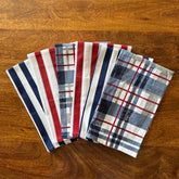 Oak & Lily 100% Cotton Kitchen Napkins Dish Towels 450 Gsm | Premium European Quality Washable, Large Size Kitchen Cloth For Roti, Cleaning, Drying | White & Grey (Set Of 6)