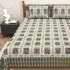 Pure Cotton King Size Bedsheet 2 Matching Pillow Covers | 100x108 Inches, Multicolor | Traditional Jaipuri Printed Bedsheet | Ideal Wedding Gift, Housewarming, Special Occasion Surprise