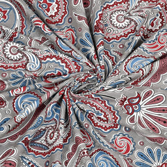 Printed Cotton Double Bedsheet For King Size With 2 Pillow Covers (95 X 108 Inches) Red & Grey | 240 Thread Count - Pure Cotton Natural Fabric & Skin-Safe | Extra Soft & Wrinkle Free