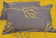 1 King Size Bedsheet With 2 Pillow Covers - 108 X 110 Inches, Yellow & Grey | Skin Friendly Fabric With Vibrant Colors | Beautiful Bedsheets