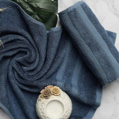 Velve 100% Bamboo Face Towel 600 Gsm | 2x Softer & Absorbent Than Cotton Towels | Skin Friendly With Non-Toxic Colors (Royal Blue & Grey)- Pack Of 2