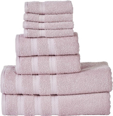 Senses By Riba 2 Bath + 2 Hand + 4 Face Cloths Towel 1.6 Kg (Pink) - Pack Of 8