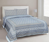 Traditional Rajasthani Design Bedsheet With 2 Pillow Covers - 90 X 108 Inches, Ocean Blue | Color Fade Resistant & Shrinkage Resistant For All-Season Use