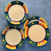 Boho Fiesta Ceramic Dinner Plates Set Of 4 - 10 Inches, 4 Pieces, Multicolor | Hand Painted Full Ceramic Plates For Dinner - Microwave Safe & Dishwasher Safe