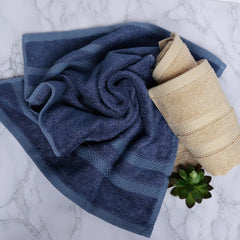 Velve 100% Bamboo Face Towel 600 Gsm | 2x Softer & Absorbent Than Cotton Towels | Skin Friendly With Non-Toxic Colors (Royal Blue & Beige)- Pack Of 2