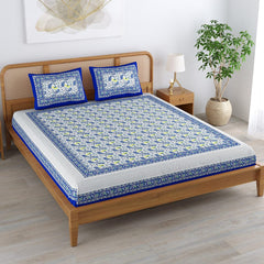 1 Double Bedsheet With 2 Pillow Covers - 83 X 94 Inches, Multicolor | Elephant Printed Jaipuri Bedsheet - Long Lasting & Soft 120 Thread Count Bedsheet