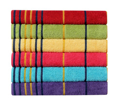 Akin Towel Multicolor Cotton Hand Towels 1200 Gsm (Set Of 6)