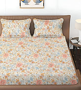 Cotton Bedsheet For King Size With 2 Pillow Cover (90 X 90 Inches) Multicolor | Long-Lasting & Luxuriously Soft | 210 Thread Count Bedsheet