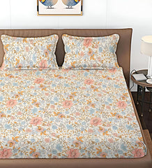 Cotton Bedsheet For King Size With 2 Pillow Cover (90 X 90 Inches) Multicolor | Long-Lasting & Luxuriously Soft | 210 Thread Count Bedsheet