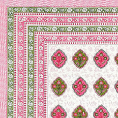 Hand Block Printed Cotton King Size Bedsheet With 2 Pillow Covers, 90 X 108 Inches, White | Good For Villas, Guest Houses, & Daily Home Use