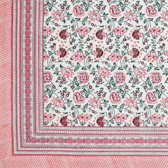 Jaipuri Bedsheet For Double Bed With 2 Pillow Covers - 90 X 108 Inches, Pink & White | Pure Cotton Bedsheet King Size Bed | Soft & Breathable Fabric