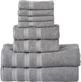 Senses By Riba 2 Bath + 2 Hand + 4 Face Cloths Towel 1.6 Kg (Dark Grey) - Pack Of 8