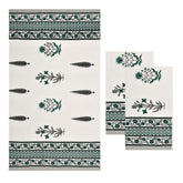 Mafatlal Madhuban Premium Waffle Cotton 1 Bath & 2 Hand Towel 700 Gsm | Hand Printed Quick Dry, Soft & Absorbent Towel (Biscay Bay) - 3 Pcs