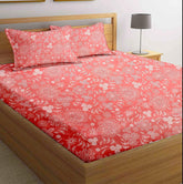 Designer Double Bedsheet King Size With 2 Matching Pillow Covers - 90 Inch X 100 Inch, Pink | Breathable & Wrinkle Free Smooth Bedding Set