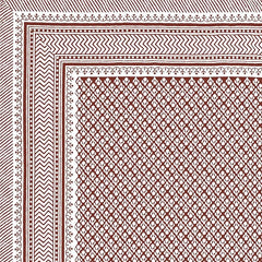 Hand Block Printed Cotton King Size Bedsheet With 2 Pillow Covers, 106 X 106 Inches, Brown | Good For Villas, Guest Houses, & Daily Home Use