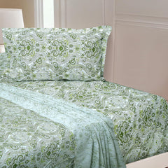 1 Single Bedsheet With One Pillow Covers - 60 X 90 Inches, Fern Green | Soft & Breathable Cotton Bedsheet - Long Lasting & Soft 250 Thread Count Bedsheet