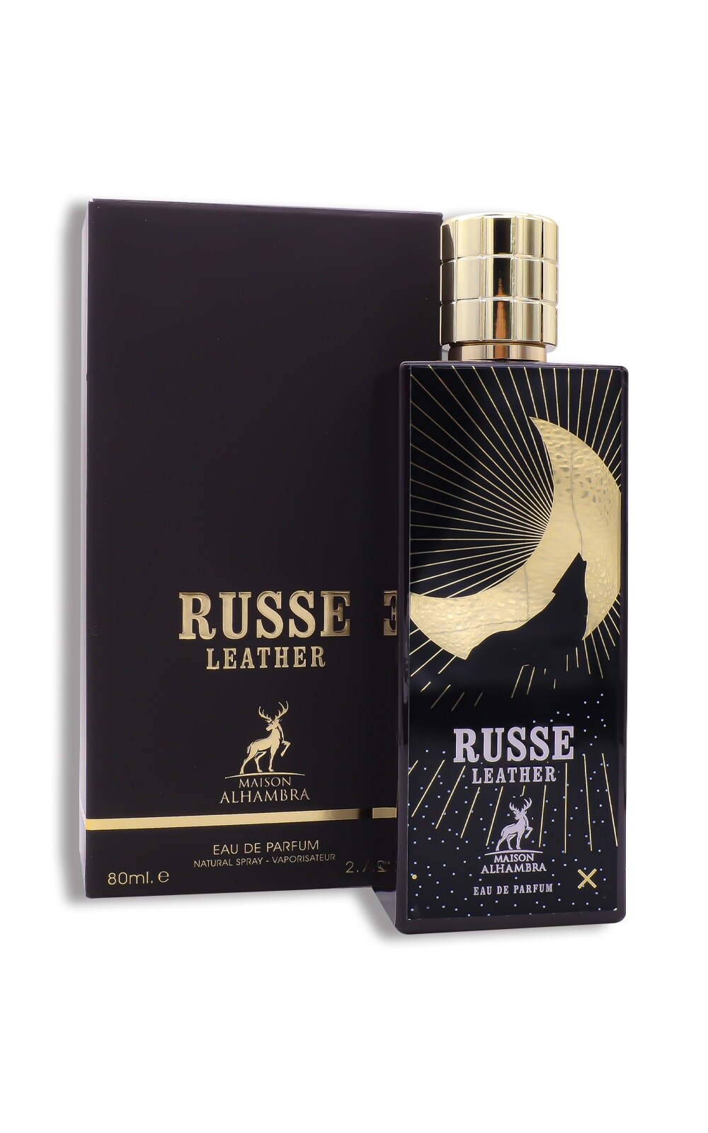 RUSSE LEATHER BY MAISON ALHAMBRA EAU DE PARFUM FOR MEN & WOMEN 80ML 2.7 FL.OZ. RUSSE LEATHER BY MAISON ALHAMBRA EAU DE PARFUM FOR MEN & WOMEN 80ML 2.7 FL.OZ.