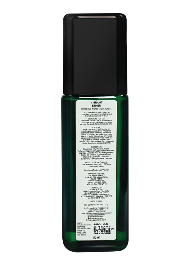 Ajmal Vibrant Ether Refreshing Intense Eau De Toilette 150ml 5.07 Fl.oz. | Party Wear Gift For Men And Women Ajmal Vibrant Ether Refreshing Intense Eau De Toilette 150ml 5.07 Fl.oz. | Party Wear Gift For Men And Women