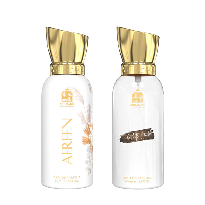 AFREEN AND WHITE OUDH PREMIUM PERFUME SPRAY 50ML 1.6 FL.OZ. EACH X 2  | LONG LASTING & UNISEX FRAGRANCE AFREEN AND WHITE OUDH PREMIUM PERFUME SPRAY 50ML 1.6 FL.OZ. EACH X 2  | LONG LASTING & UNISEX FRAGRANCE
