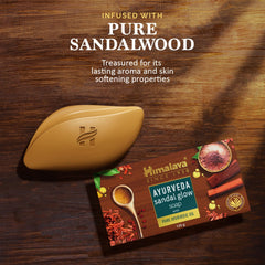 Himalaya Ayurveda Sandal Glow Soap, Enriched With Natural Sandalwood Oil | 125gm