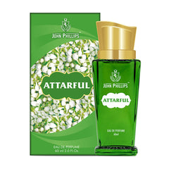 John Phillips Attarful Long Lasting Eau De Parfum 60ml 2 Fl.oz. Skin Friendly & Long Lasting Jasmine Perfume | Unisex Mogra Fragrance For Morning & Travel