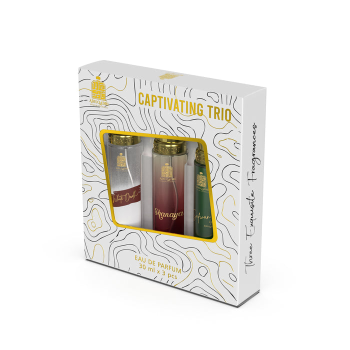 ADILQADRI CAPTIVATING TRIO LUXURY PERFUME | GIFT SET FOR UNISEX | FRUITY & STRONG NOTES | LONG LASTING SCENTS OF ARABIC 30ML 1 FL.OZ. EACH X3 ADILQADRI CAPTIVATING TRIO LUXURY PERFUME | GIFT SET FOR UNISEX | FRUITY & STRONG NOTES | LONG LASTING SCENTS OF ARABIC 30ML 1 FL.OZ. EACH X3