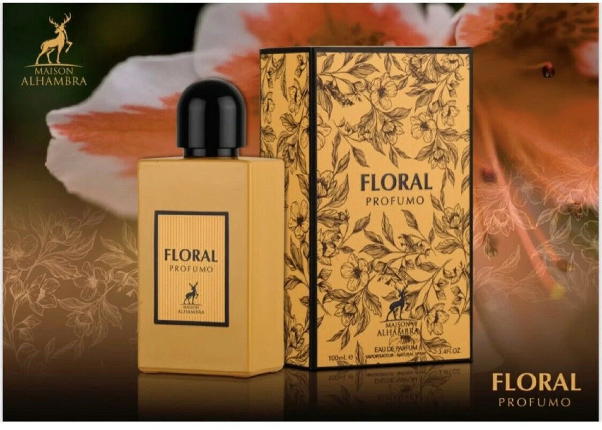 FLORAL PROFUMO BY MAISON ALHAMBRA EAU DE PARFUM FOR UNISEX 100ML 3.4 FL.OZ. FLORAL PROFUMO BY MAISON ALHAMBRA EAU DE PARFUM FOR UNISEX 100ML 3.4 FL.OZ.