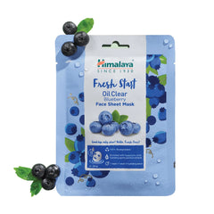 Himalaya Fresh Start Oil Clear Blueberry Face Sheet Mask, With Special Blend Of Hyaluronic Acid That Helps Skin Hydration | 30gm