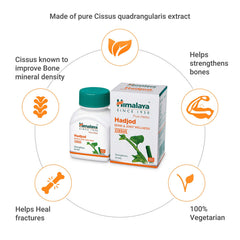 Himalaya Pure Herbs Hadjod Bone & Joint Wellness Tablet, Helps To Restore Tensile Strength Of Bones | 60 Tablets (Pack Of 5)