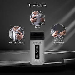 John Phillips Black Long Lasting Eau De Parfum 50ml 1.6 Fl.oz. Citrusy & Musky | French Perfume Ideal For Men