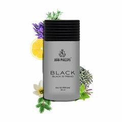 John Phillips Black Long Lasting Eau De Parfum 50ml 1.6 Fl.oz. Citrusy & Musky | French Perfume Ideal For Men