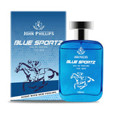 John Phillips Blue Sportz Eau De Perfume 100ml 3.4 Fl.oz. Skin Friendly & Long Lasting Perfume | Men Fragrance For Morning , Gym & Travel