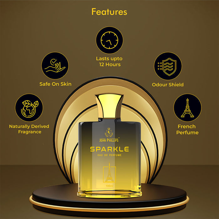 John Phillips Men Sparkle 100ml 3.4 Fl.oz. & Sandal Imperia 60ml 2 Fl.oz.  Pack Of 2 Long Lasting Fragrance For Men John Phillips Men Sparkle 100ml 3.4 Fl.oz. & Sandal Imperia 60ml 2 Fl.oz.  Pack Of 2 Long Lasting Fragrance For Men