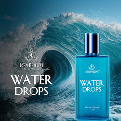 John Phillips Water Drops Fresh Ocean Eau De Perfume 125ml 4.2 Fl.oz. Skin Friendly, Long Lasting Perfume | Aquatic Marine | Unisex Fragrance For All Occasions