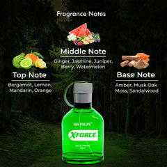 John Phillips X-force Eau De Parfum 100ml 3.4 Fl.oz. Skin Friendly & Long Lasting Citrus Perfume | Men Fragrance