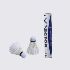 Victor Master No 3 Badminton Feather Shuttlecock , Head Material - Composite Cork | White , Pack Of 12