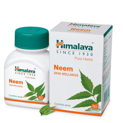Himalaya Neem Tablets, Skin Wellness, Controls Acne & 100% Vegetarian | 60 Tablets (Pack Of 2)