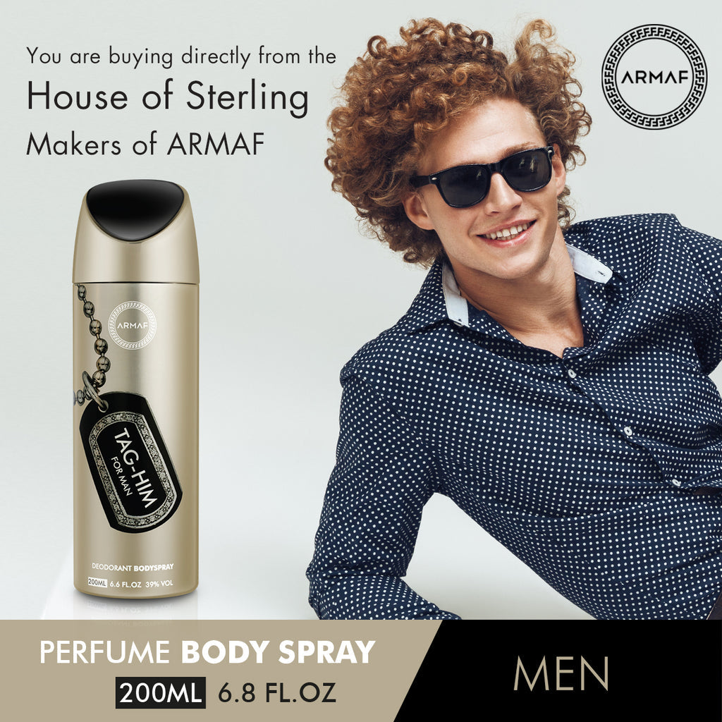 Armaf Tag Him For Men Perfume Body Spray 200ml 6.7 Fl.oz. Long Lasting | Daily Wear | Alcohol Free Armaf Tag Him For Men Perfume Body Spray 200ml 6.7 Fl.oz. Long Lasting | Daily Wear | Alcohol Free
