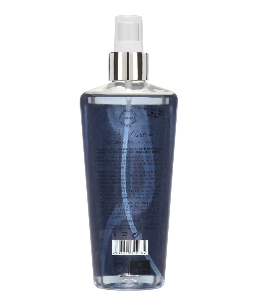 Armaf Beau Acute Men Fragrance Body Spray 250ml 8.4 Fl.oz. | Long Lasting | Alcohol Free Armaf Beau Acute Men Fragrance Body Spray 250ml 8.4 Fl.oz. | Long Lasting | Alcohol Free