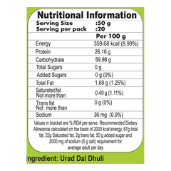 Patanjali Unpolished Urad Dhuli 1kg